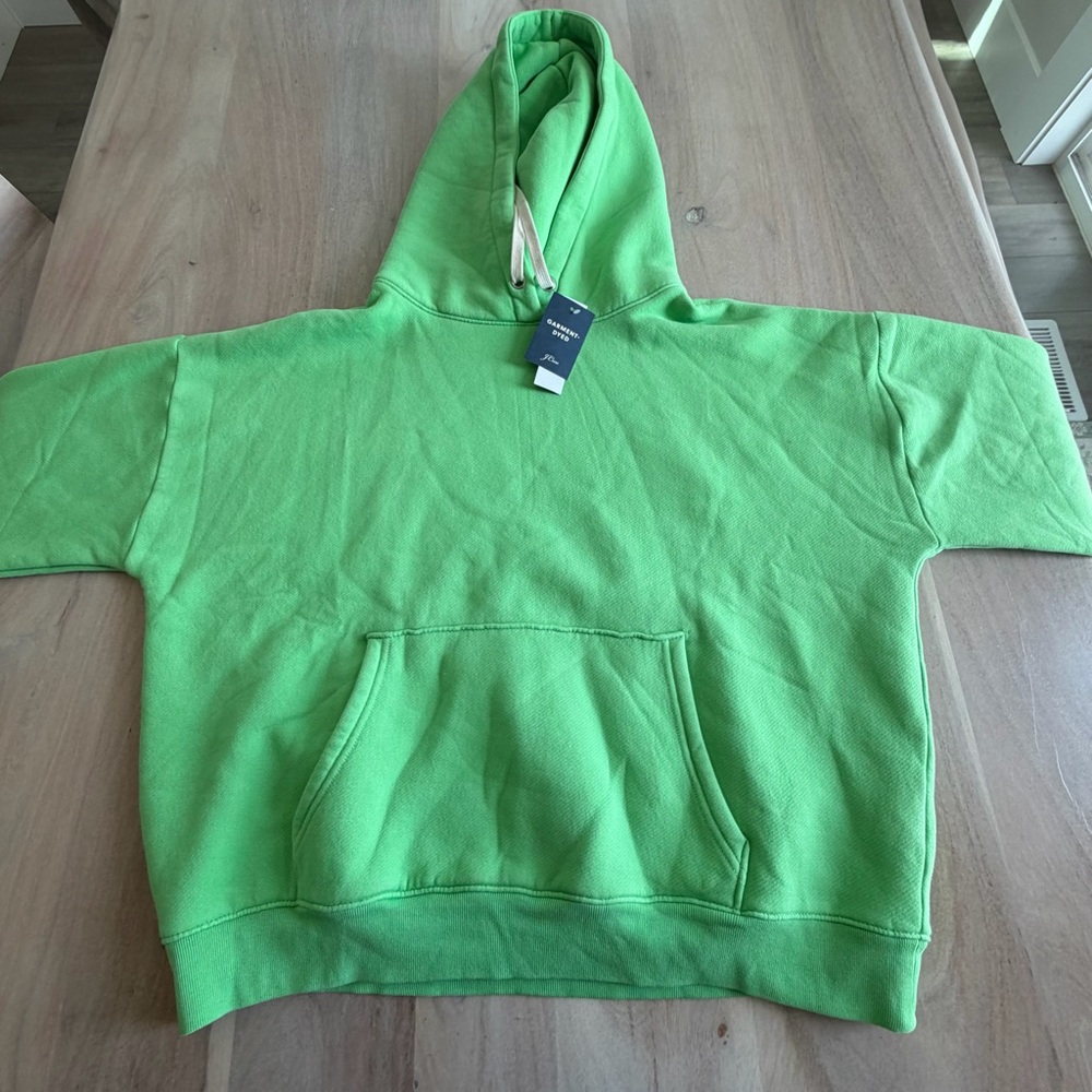 NEW JCREW Heritage Fleece Hoodie Womens Size L Bright Green